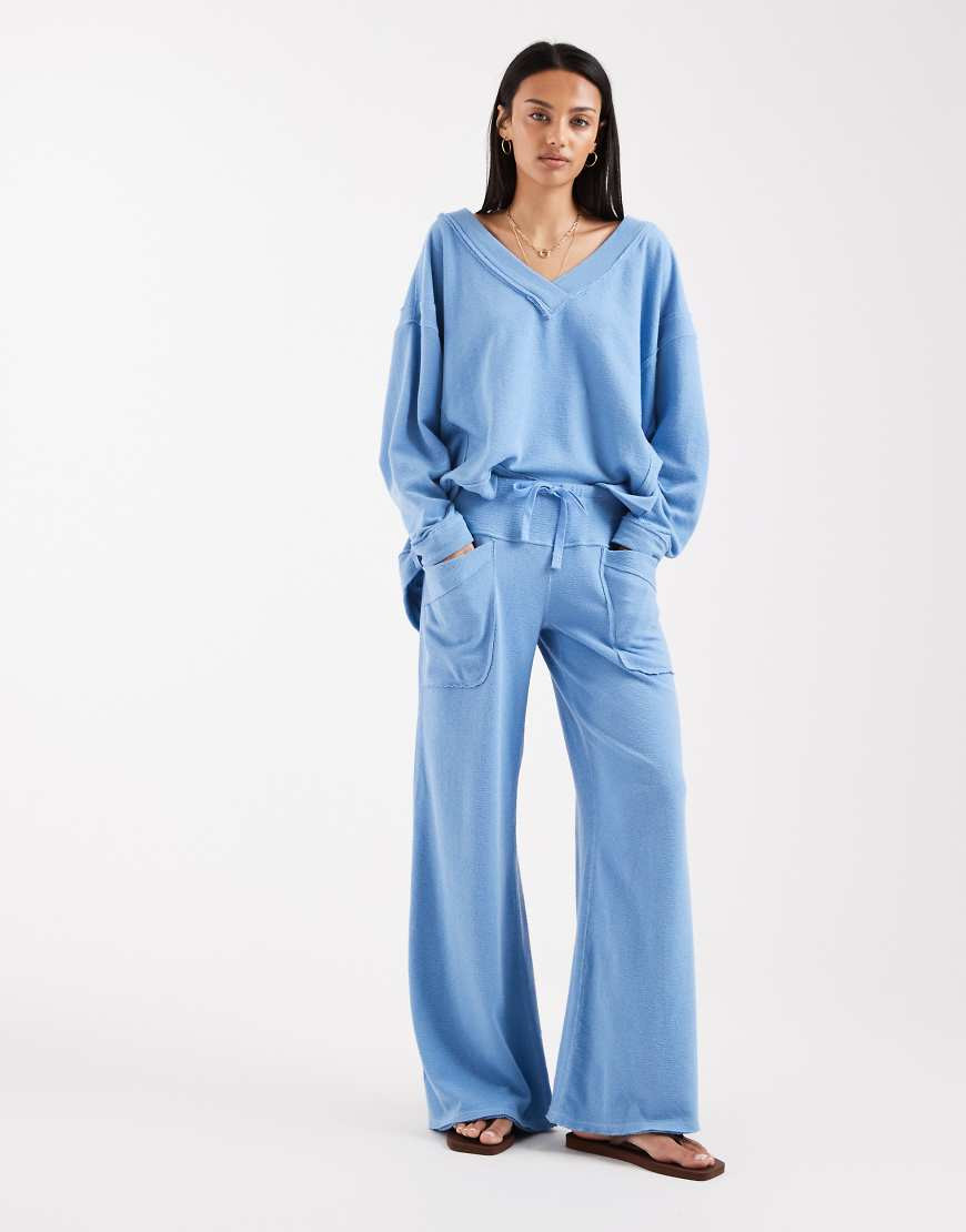 Free People staycation lounge trouser in blissful blue co-ord | ASOS (Global)