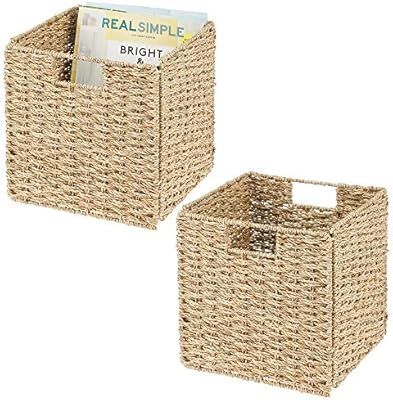 mDesign Natural Woven Seagrass Closet Storage Organizer Basket Bin - Collapsible - for Cube Furni... | Amazon (US)