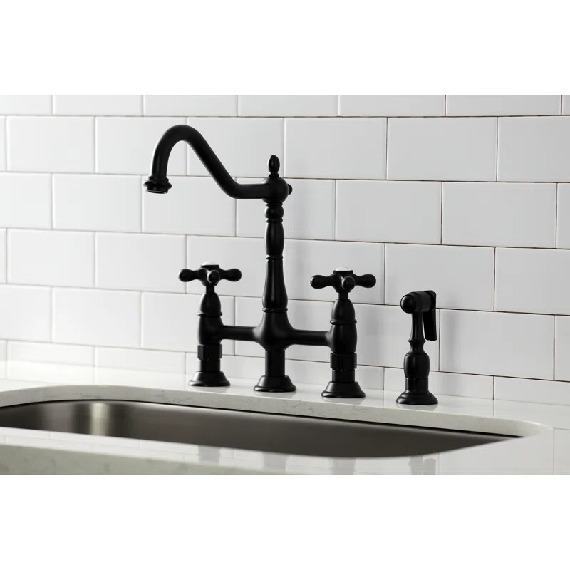 KS1270AXBS Heritage Bridge Faucet with Side Sprayer | Wayfair North America
