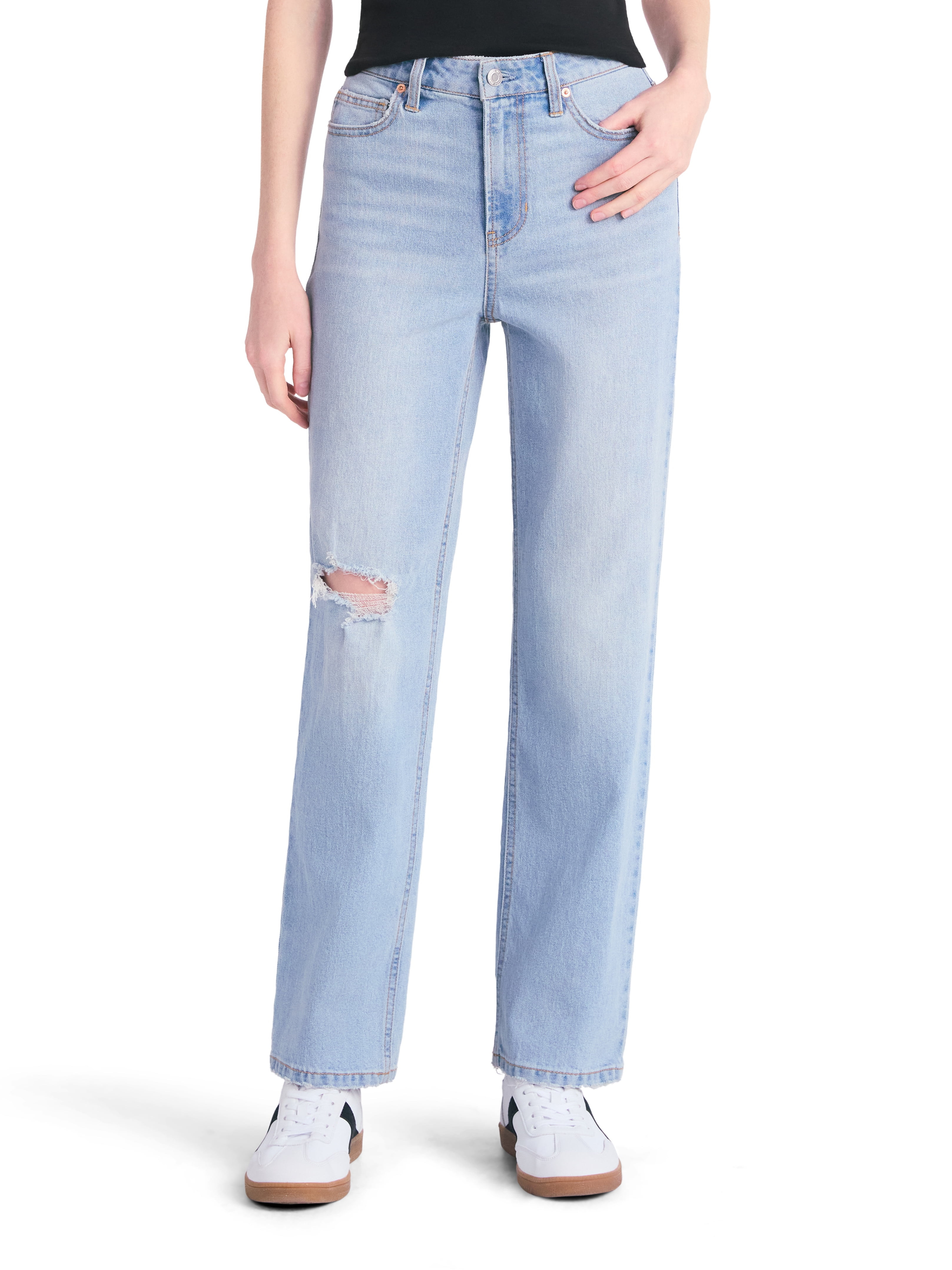 No Boundaries High-Rise Straight Leg Jeans, 30" Inseam, Women’s | Walmart (US)