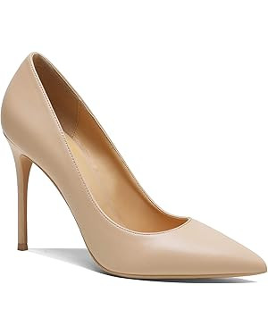 MOOMMO Women Satin High Heel Pumps Pointed Toe Sexy Stilettos 4 inch Slip On Formal Dress Shoes f... | Amazon (US)