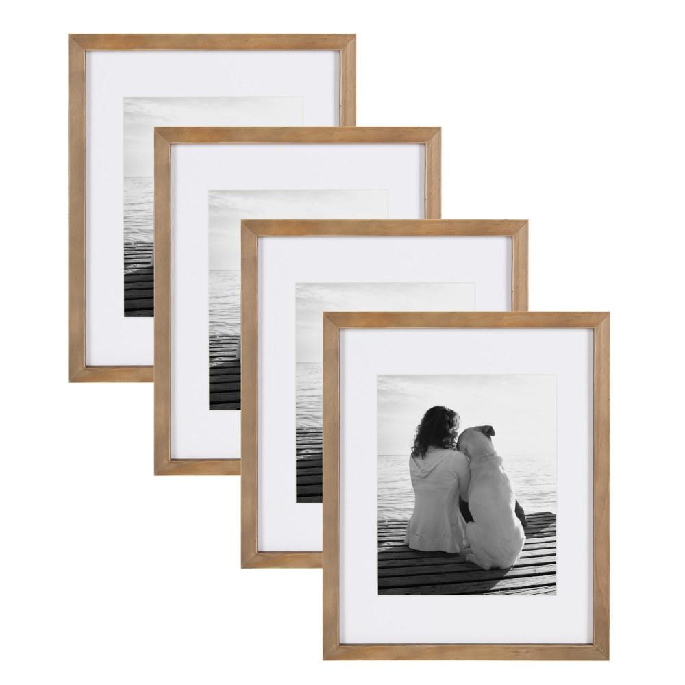 DesignOvation Gallery 11 in. x 14 in. Matted to 8 in. x 10 in. Rustic Brown Wood Picture Frame (S... | The Home Depot