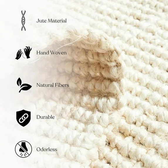 Delara Premium Handwoven 100% Jute Area Rug (3' x 5'), Natural Fiber Boucle Design, 0.25" Thick ... | Walmart (US)