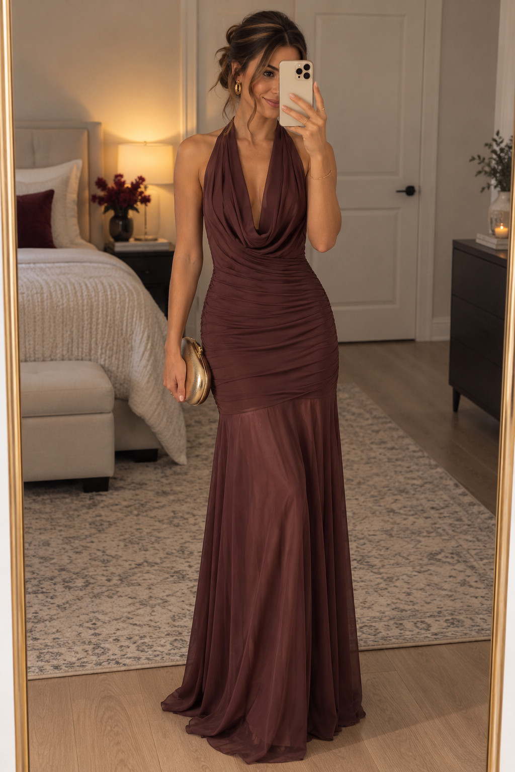 This chocolate brown halter gown is giving effortless fall glamour. The soft cowl neckline and fitted ruched bodice are so flattering, while the flowy bottom makes it feel elevated enough for a formal ceremony. An easy pick for anyone searching for elegant fall wedding guest dresses in rich neutral shades.
#ChocolateDress #WeddingGuestDress #FallWeddingGuestDresses #FormalWeddingGuestDresses #BlackTieWeddingGuestDresses #HalterDress #BrownDress #FallFashion 

 #LTKSeasonal #LTKU #LTKWedding