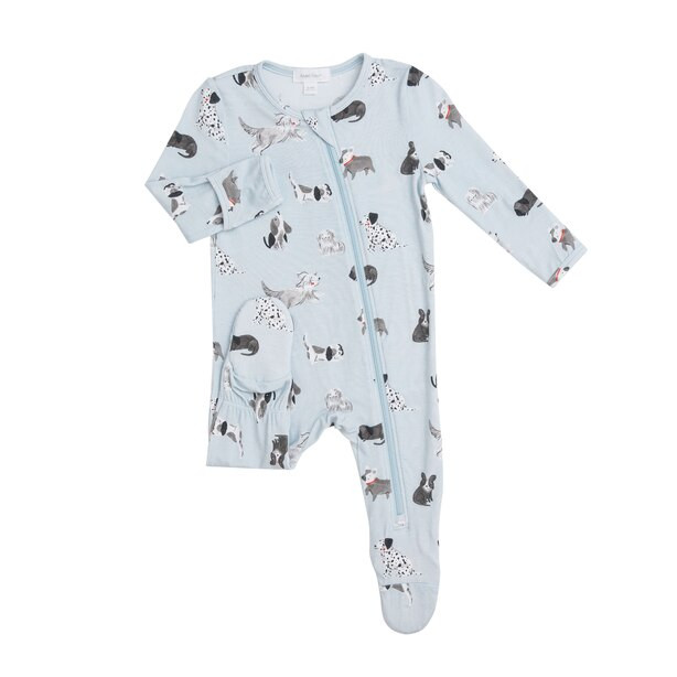 Angel Dear Zipper Footie - Grey Puppy Size Baby 3-6 Months | Indigo (CA)