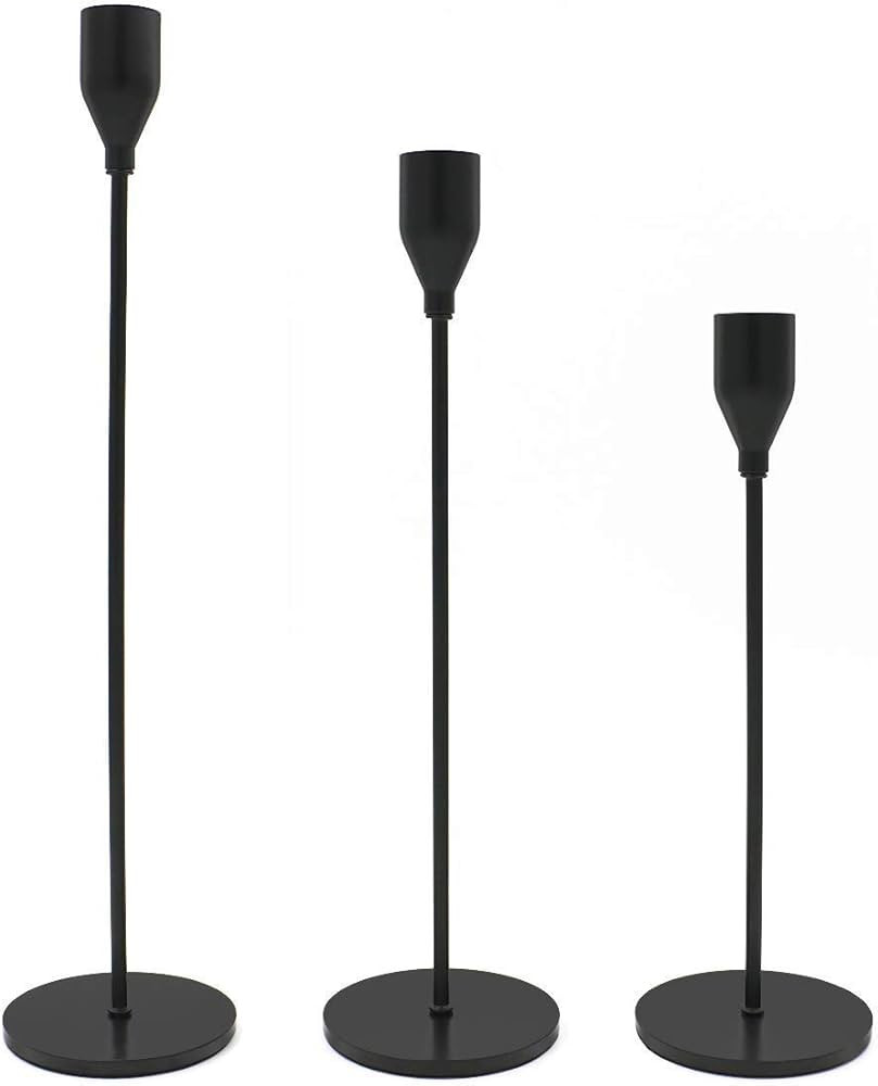 3Pcs Taper Candle Holders Matte Black Candlestick for Wedding Dinning Party Home Decoration | Amazon (CA)