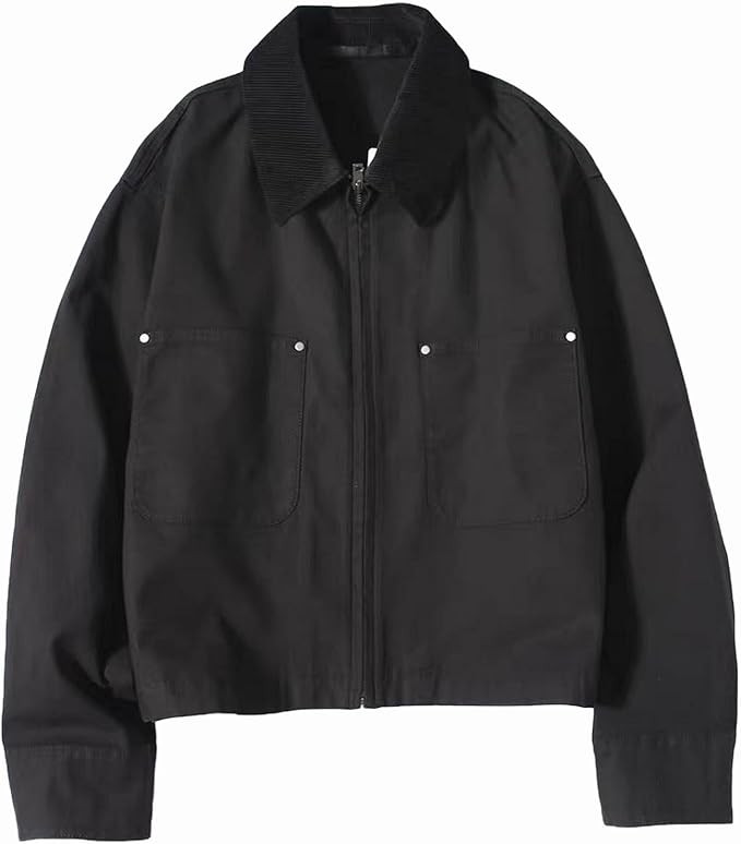 Womens Cropped Bomber Jacket Corduroy Collar Barn Coat Lightweight Utility Zip Up Cotton Canvas W... | Amazon (US)