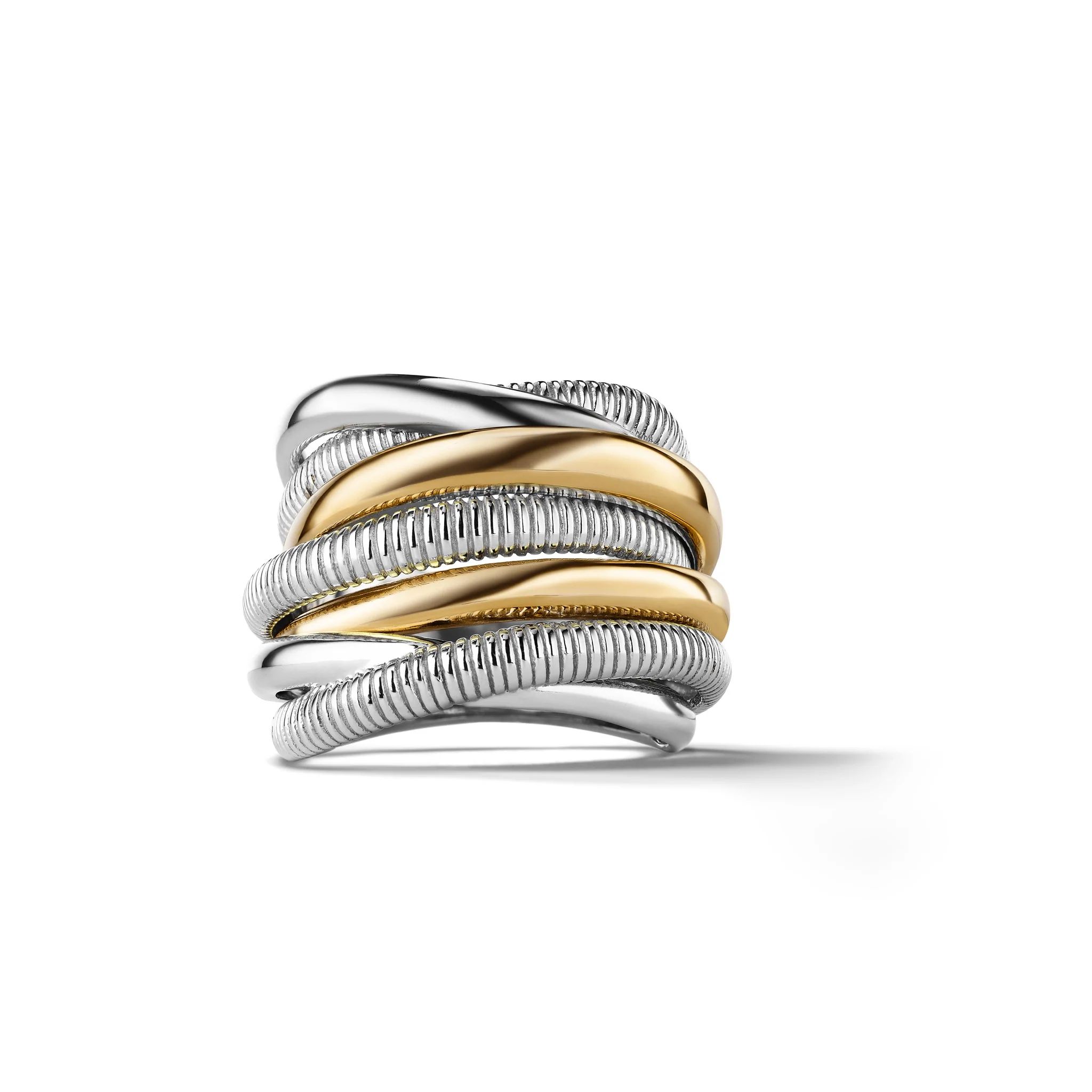 Eternity Seven Band Highway Ring with 18K Gold | Judith Ripka 