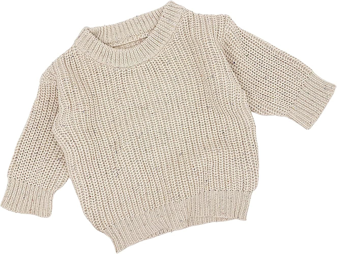 MILKI RABBIT Baby Girls Boys Sweater, Pullover Speckle Oversized Cotton Chunky Knit | Amazon (US)