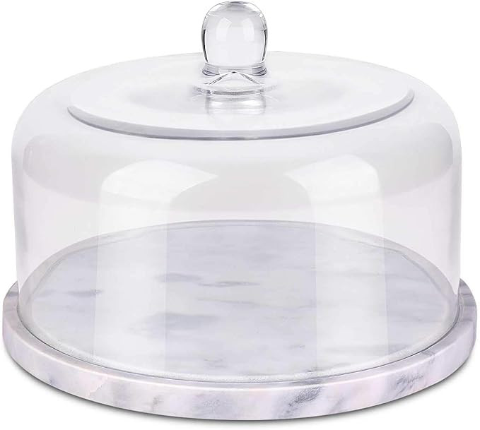 Flexzion Cake Stand with Dome Glass Lid Cover, Marble Base Cake Plate Serving Platter Cutting Boa... | Amazon (US)