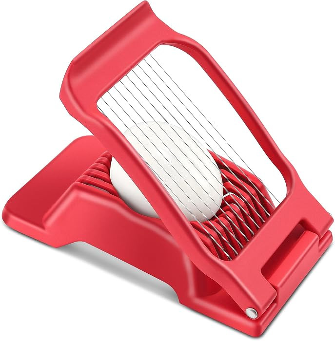 Egg Slicer for Hard Boiled Eggs, Stainless Steel Wire, Multipurpose Heavy Duty Aluminium Egg Cutter for Egg, Salads, Sandwiches, Strawberries, Mushrooms, Soft Cheese, Red | Amazon (US)