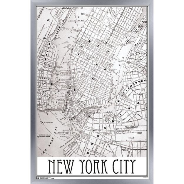 Trends International New York Map Framed Wall Poster Prints | Target