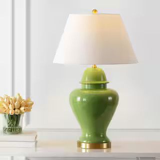 JONATHAN Y Sagwa 33 in. Green Ceramic/Iron Modern Classic LED Table Lamp JYL6618A - The Home Depo... | The Home Depot