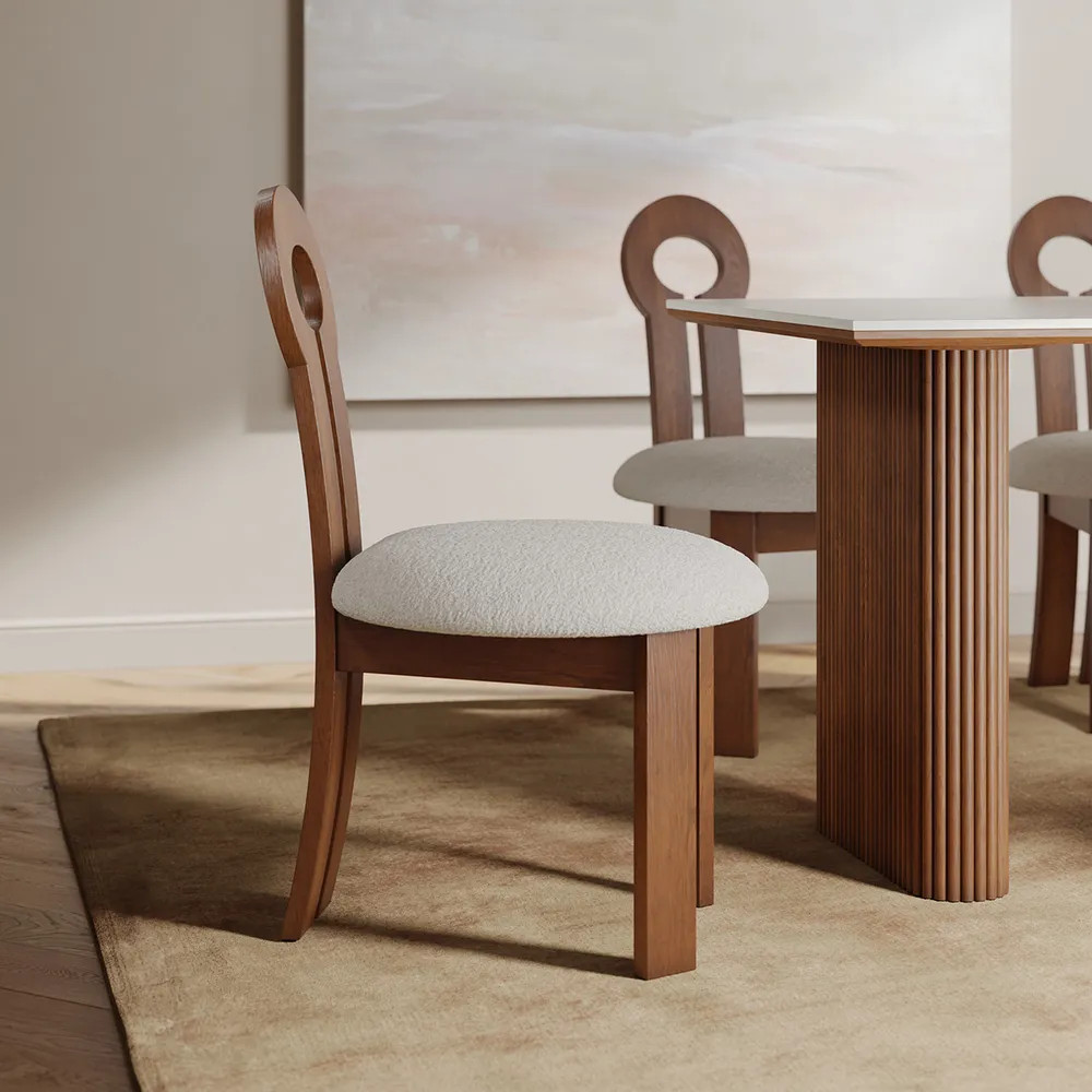 Hernest | 2025 Mid Century Upholstered Dining Chairs Set with Rubber Wood Frame for Dining Room | Hernest