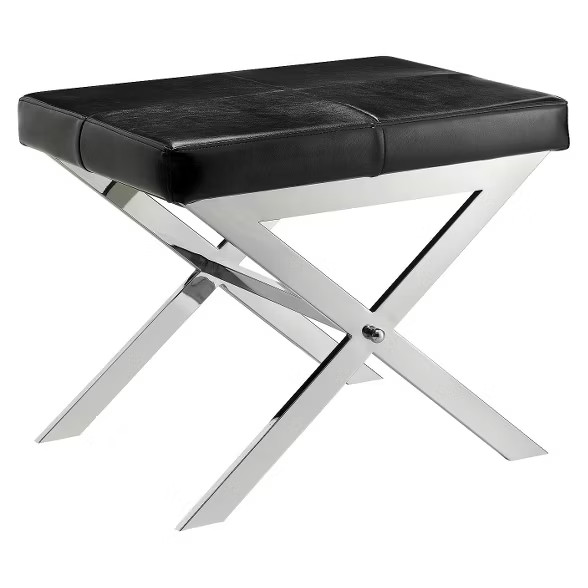 Ornelas Metal Base Bonded Leather Stool Black - Inspire Q | Target