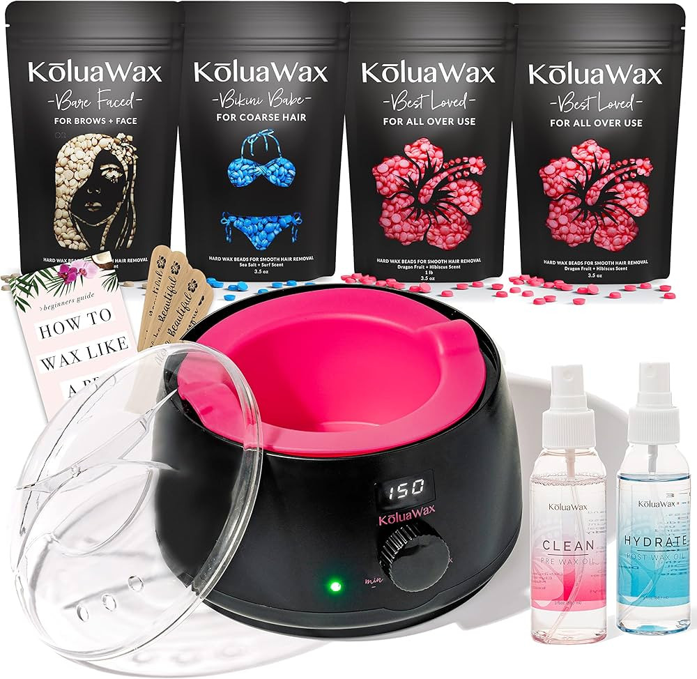 KoluaWax Premium Waxing Kit | For Brows, Bikini, Legs, & More | Digital Warmer + 4-Pack Hard Wax ... | Amazon (US)