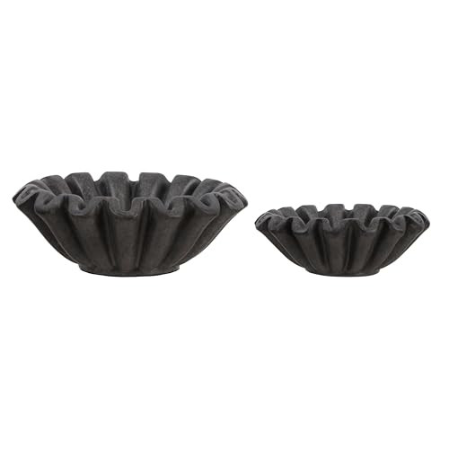 SAFAVIEH Home Collection - Soho Ruffle Bowl Set of 2, Charcoal Resin with Marble Finish, Decorative Accent (RDC4052B-SET2) | Amazon (US)