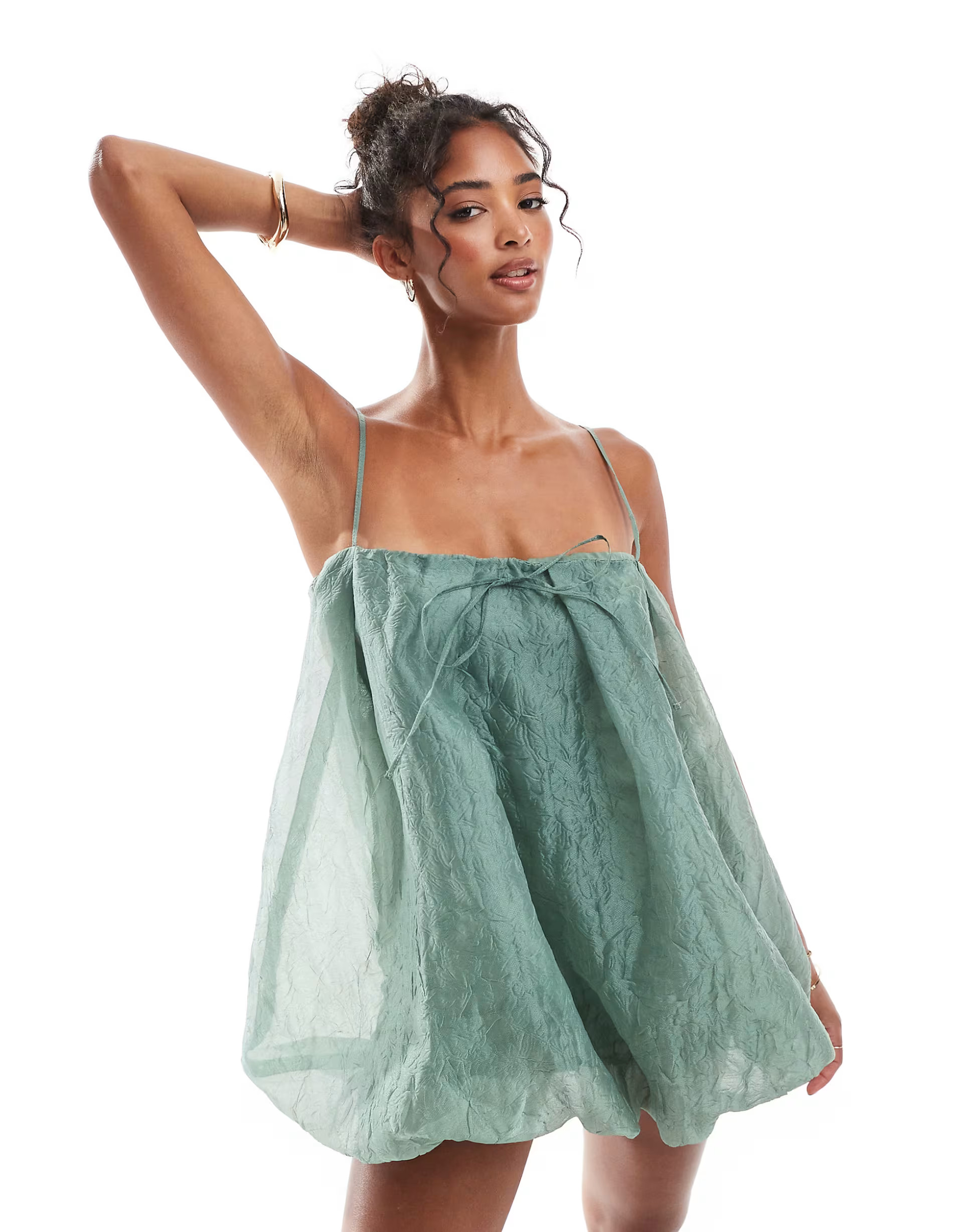 ASOS DESIGN square neck puffball romper in mint | ASOS | ASOS (Global)