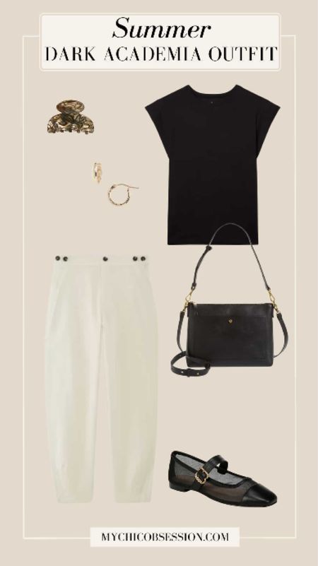 Whether you are headed to spend the day at the museum or off to meetings during the week, this next look prioritizes both style and comfort for whatever your schedule has in store. Pair barrel pants with a short-sleeved muscle tee. Accessorize with gold hoops, a black crossbody, mesh Mary Jane flats and a claw clip.

#LTKSeasonal #LTKstyletip #LTKworkwear