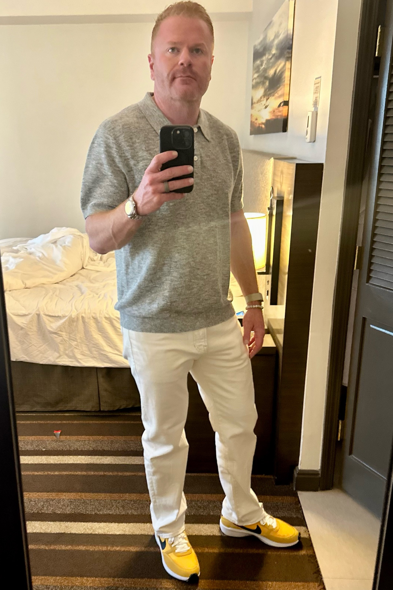 Men’s Spring Style 
Neutral outfit with colored sneakers 

Straight fit 90s jeans, sweater polo 

#LTKMens #LTKStyleTip #LTKOver40