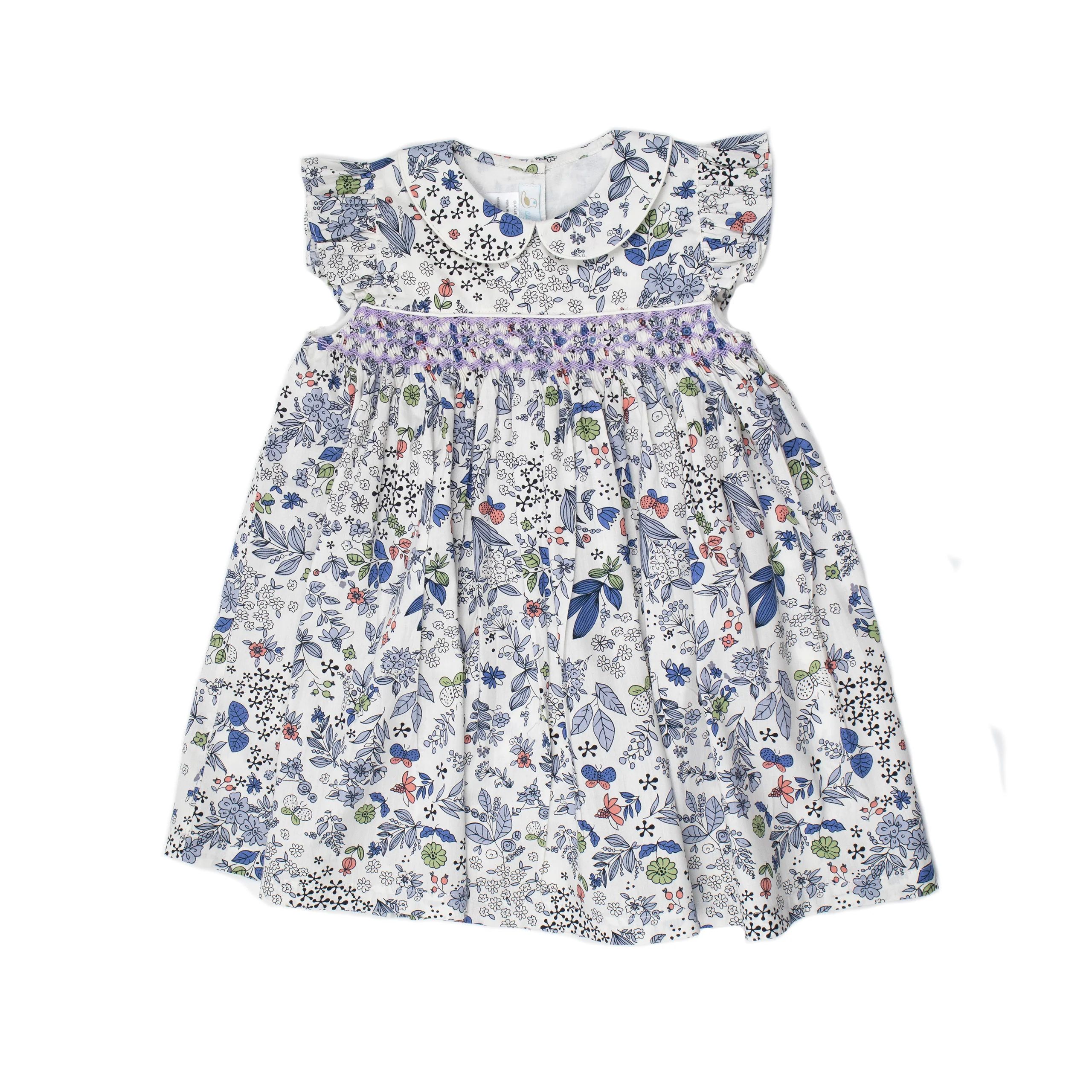 Hand-smocked Toddler Dress - Blue Multi / 2Y - Cuclie | Cuclie Baby