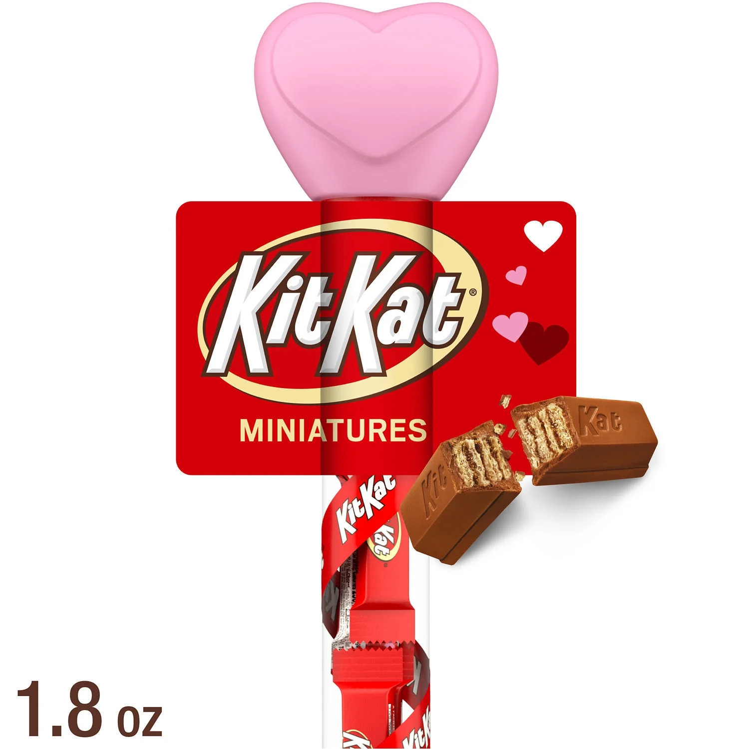 KIT KAT® Miniatures Milk Chocolate Wafer, Valentine's Candy Plastic Cane, 1.8 oz | Walmart (US)