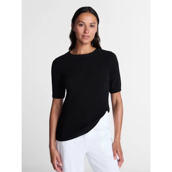 Time and Tru Women's Crewneck Sweater with Short Sleeves, Lightweight, Sizes XS-XXXL | Walmart (US)