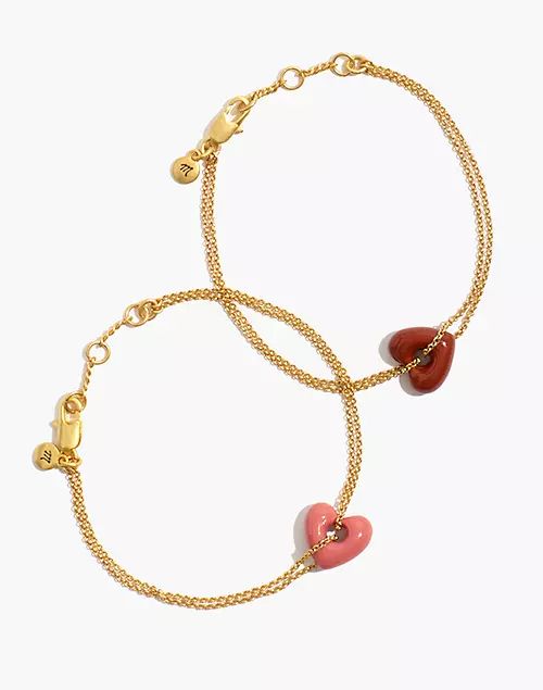 Enamel Heart Chain Friendship Bracelet Set | Madewell
