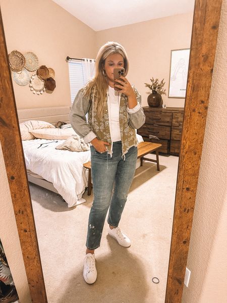 Movie date night outfit! Jacket is from a boutique called Sun Gypsy, straight leg jeans are from old navy, shoes were a goodwill find, but found a similar pair from Amazon!

#LTKstyletip #LTKshoecrush #LTKsalealert