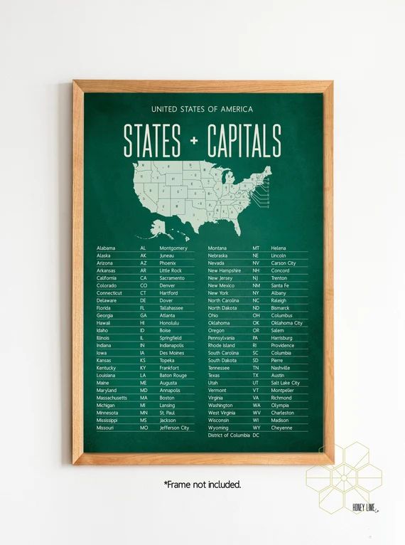 US States and Capitals Classroom Poster or Homeschool Decor {not framed} | Etsy (US)