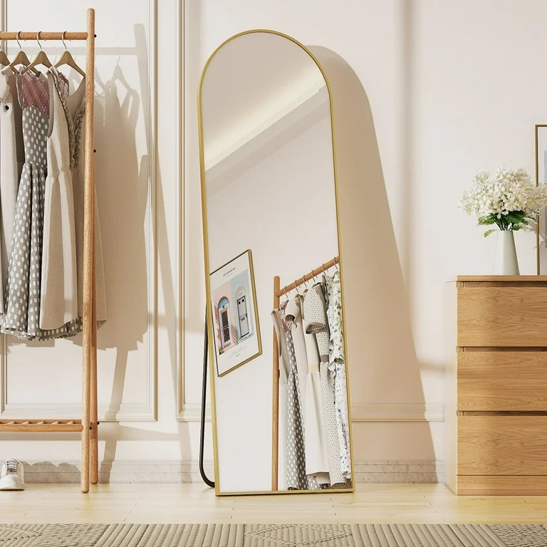 BEAUTYPEAK 59"x 16" Full Length Mirror Arched Standing Floor Mirror Full Body Mirror,Gold | Walmart (US)