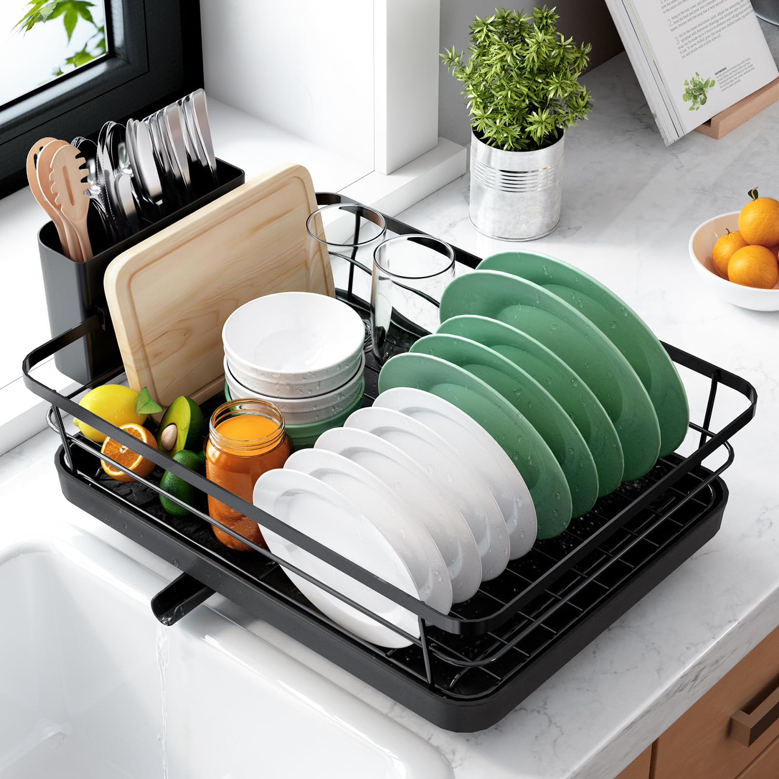 Kitsure Dish Drying Rack for Kitchen Counter, Stainless Steel Sink Organization and Storage Essen... | Amazon (US)