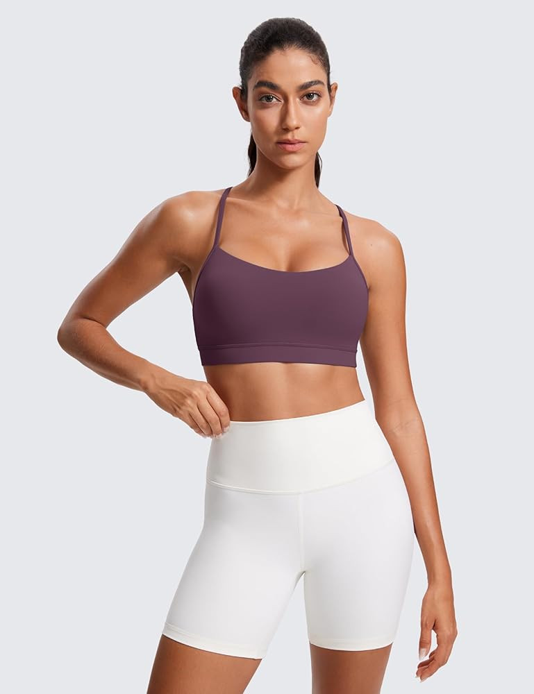 CRZ YOGA Butterluxe Y Back Sports Bras for Women - Padded Racerback Low Impact Spaghetti Thin Str... | Amazon (US)