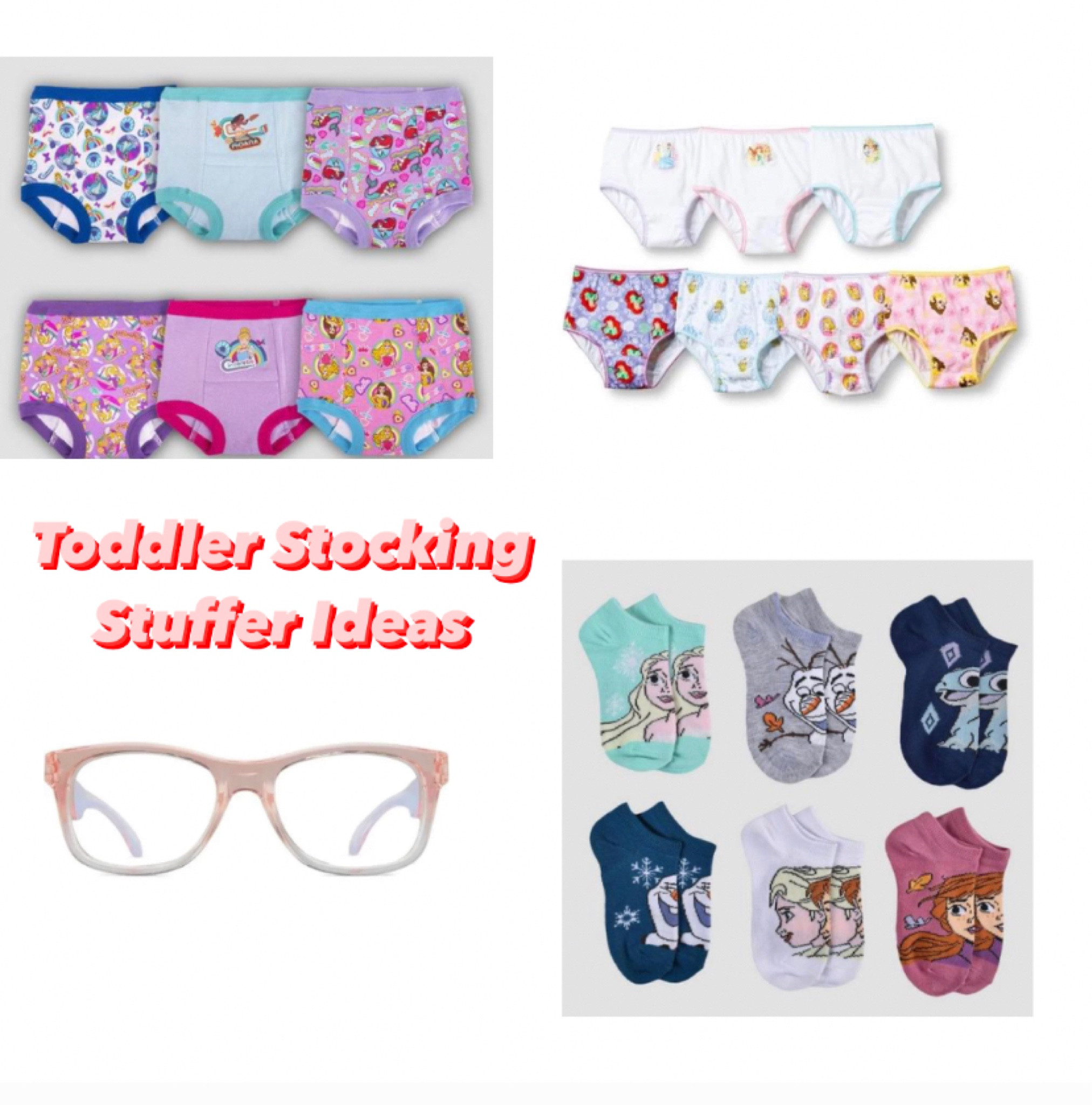 Stocking stuffers. Training underwear.  Princess underwear. Disney socks. Target finds. Toddler gifts. Blue light glasses. Gift ideas. 

#LTKkids #LTKGiftGuide #LTKHoliday