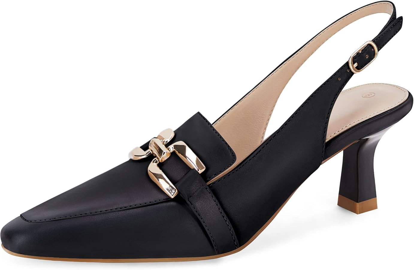 Fashare Womens Kitten Heels Slingback Closed Pointed Toe Dress Shoes Metal Chain Buckle Elegant P... | Amazon (US)