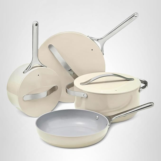 Caraway Non-stick Ceramic Cookware Set (12 Piece) Pots, Pans, Lids and Kitchen Storage - PFAS & P... | Amazon (US)