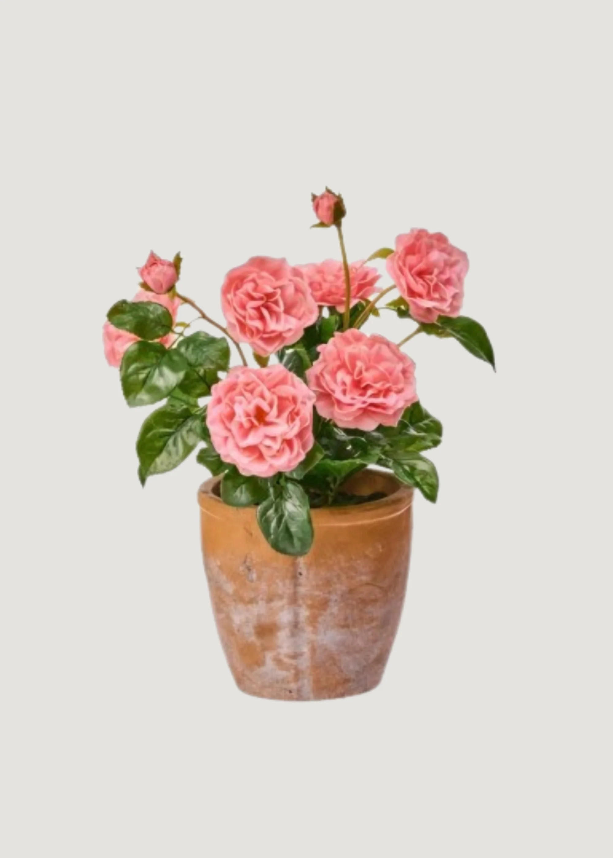 UV Treated Outdoor Potted Arrangement of Pink Real Touch Roses - 13" | Afloral