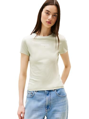 Tommy Jeans Womens Slim Essential Logo Tee, Misty SAGE X-Large | Amazon (US)