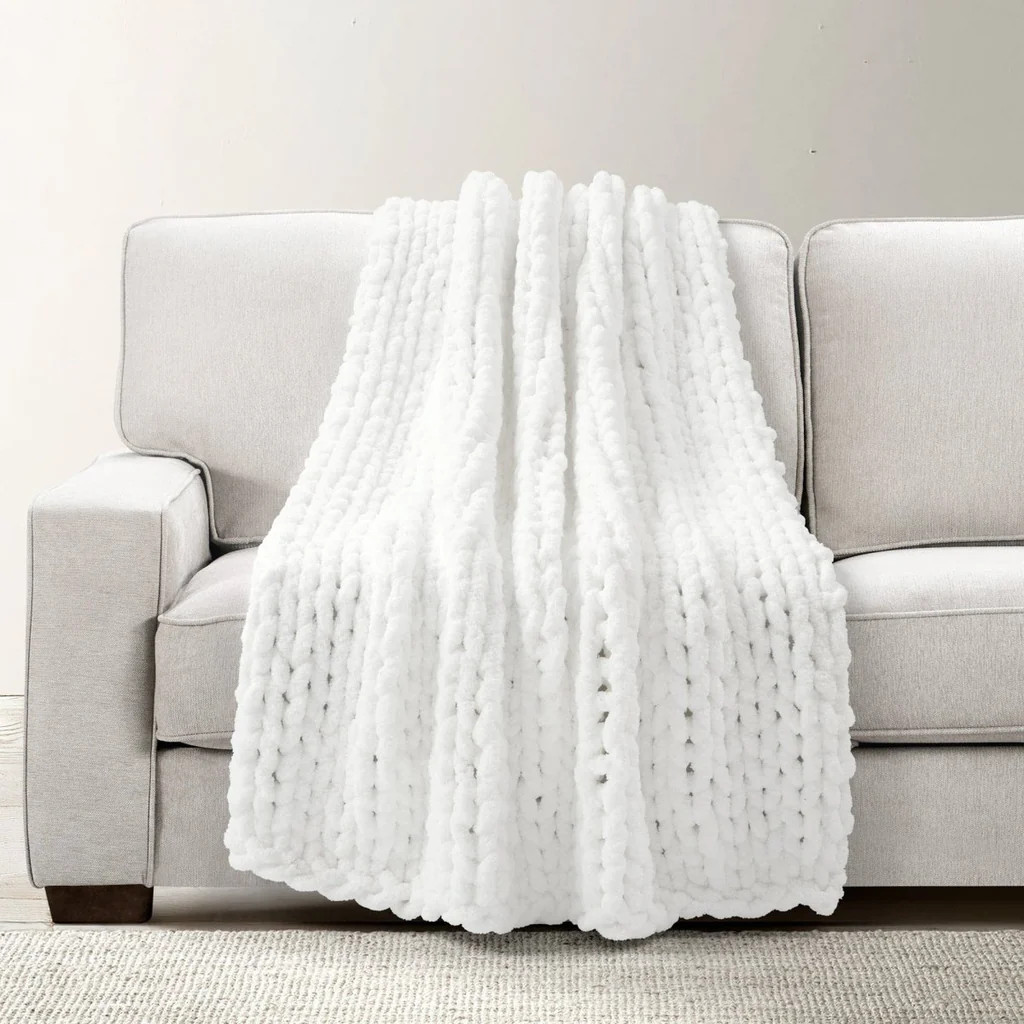 Hygge Ultra Soft Chenille Chunky Knit Throw | Lush Decor