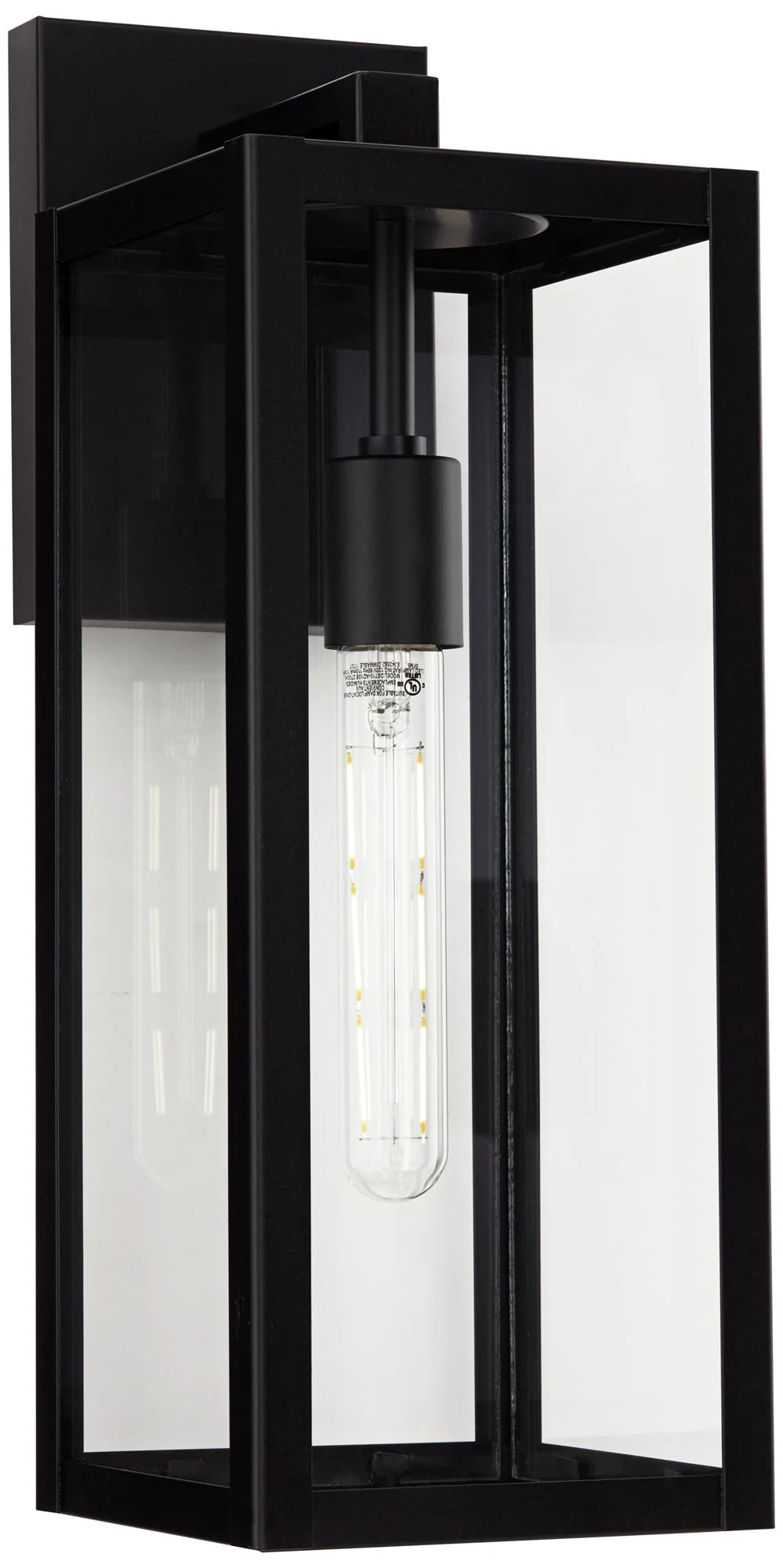 John Timberland Modern Industrial Outdoor Wall Light Fixture Mystic Black 17" Clear Glass Damp Ra... | Walmart (US)