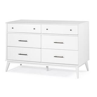 Camaflexi Mid-Century 6-Drawer White Dresser MD1703 - The Home Depot | The Home Depot