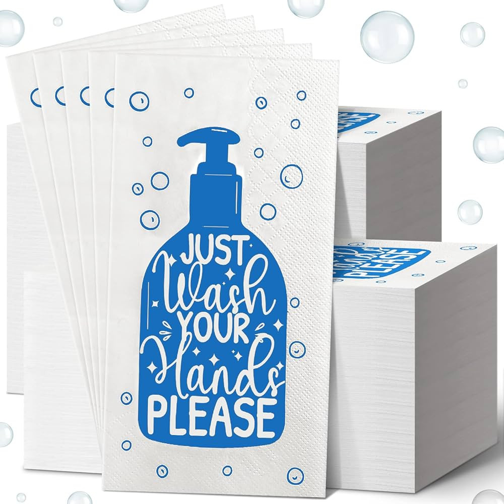Disposable Guest Towels Bathroom Paper Towels Guest Hand Towels Napkins Just Wash Your Hands Plea... | Amazon (US)
