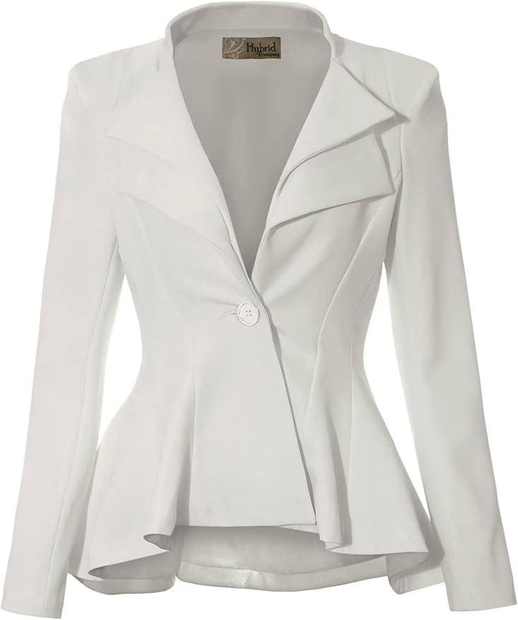Hybrid & Company Women's Casual Work Office Dressy Double Notch Lapel Sharp Shoulder Pad Single B... | Amazon (US)