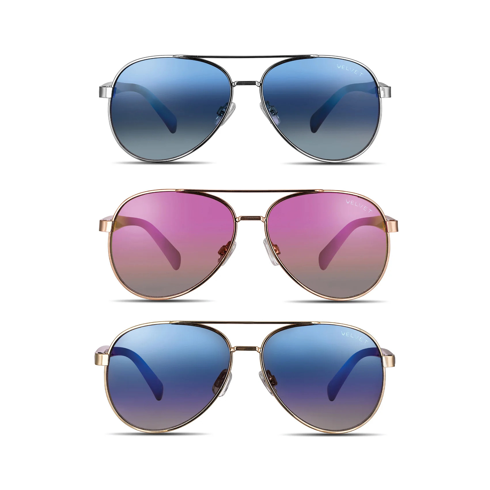Aviator Flash Sunglass Style Box | Velvet Eyewear (US)