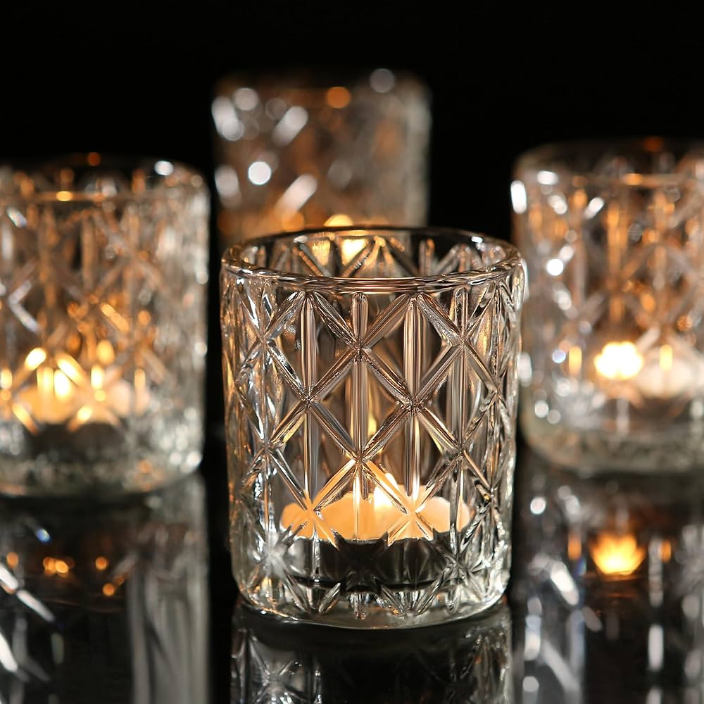 24pcs Clear Votive Candle Holders for Wedding Centerpieces - Glass Candle Holder in Bulk for Tabl... | Amazon (US)
