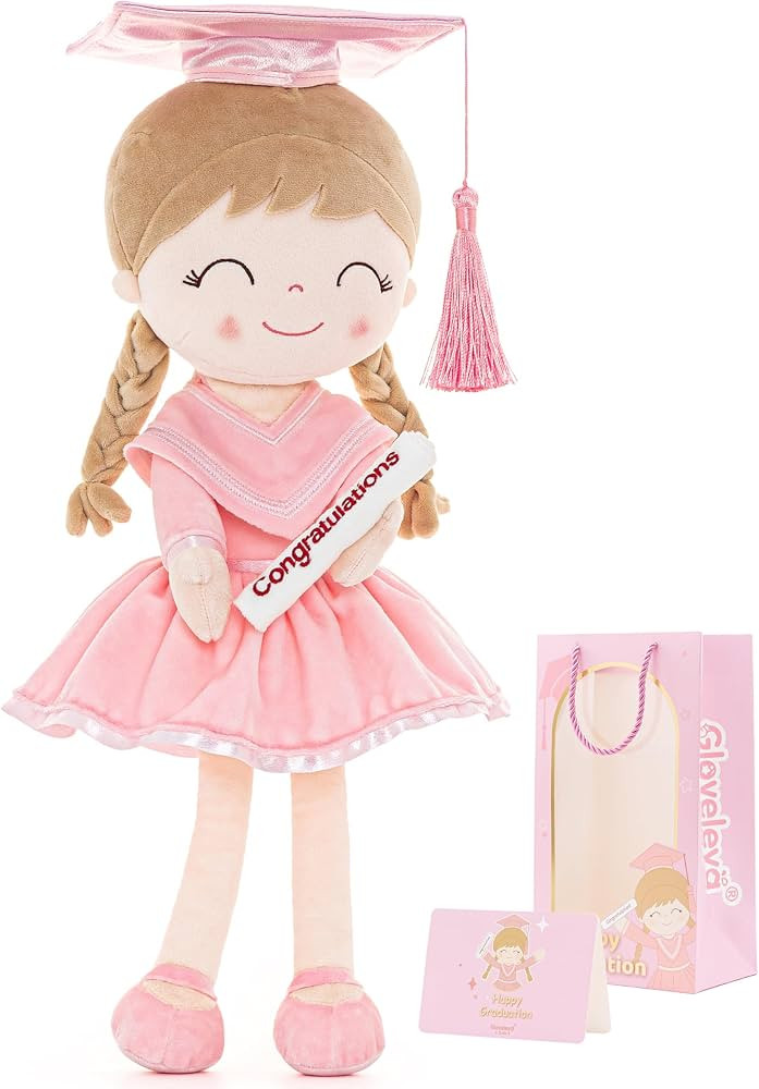 Gloveleya 16" Graduation Girl Doll - Pink Plush Toy with Cap & Gown - Preschool Kindergarten Grad... | Amazon (US)
