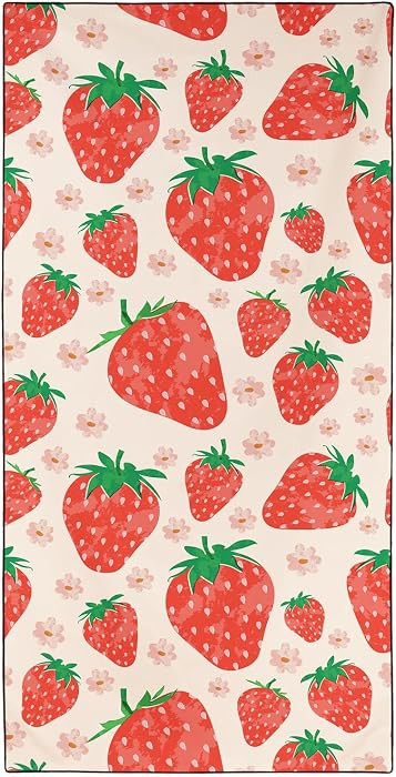 Strawberry Pattern Beach Towel Oversized 36"x72"\uff0cThin Lightweight Quick Dry Sand Free Microf... | Amazon (US)