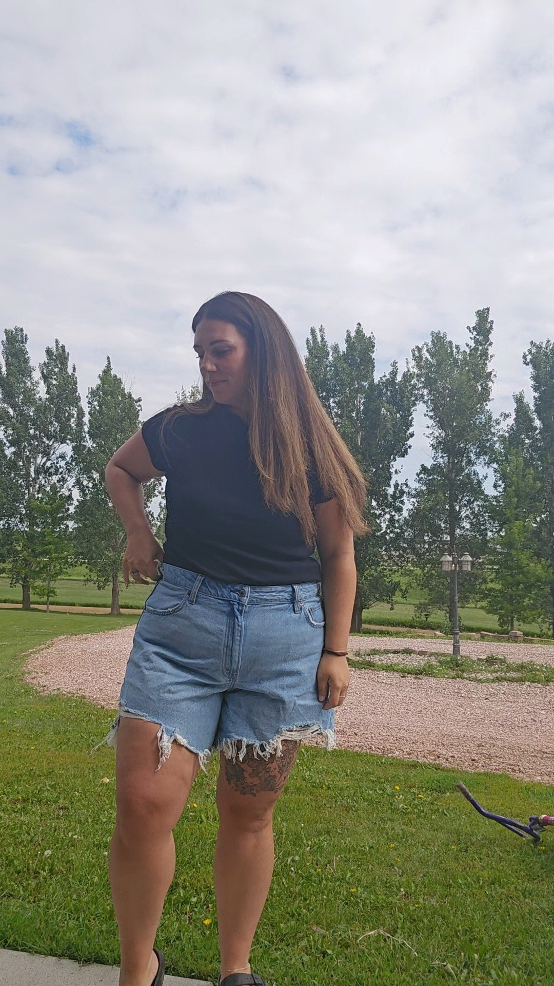 Comfy causal mom shorts and tee. Wearing size 16 in abercrombie curve love shorts and XL in Target black basic tee.

#LTKSummerEdit #LTKSeasonal #LTKMidsize