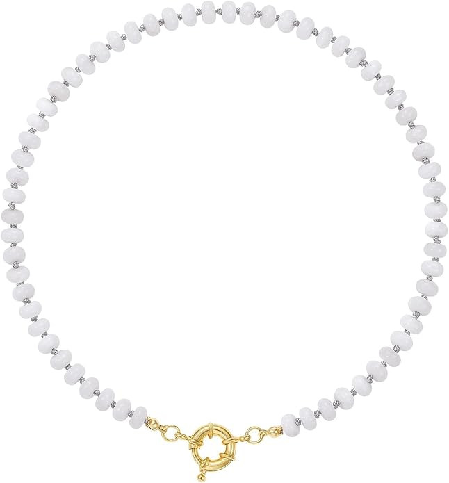 KissYan Beaded Necklaces for Women, Natural Chunky Gemstone Summer Choker | 18inch Handmade Knott... | Amazon (US)