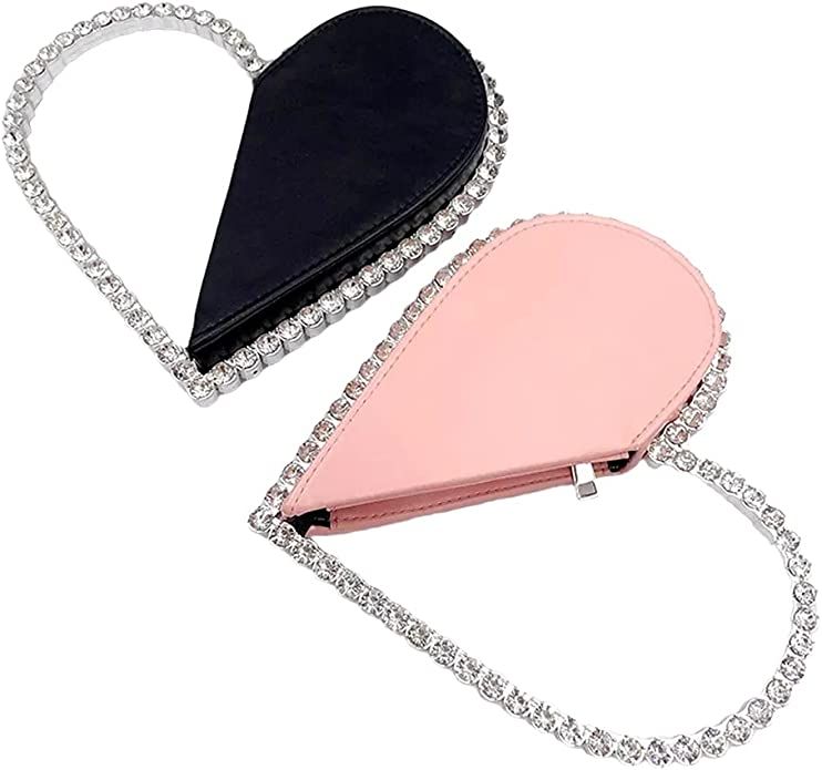 Amazon.com: Cute Mini Heart Shape Evening Clutch Bag, Rhinestone Diamond Frame Wedding Party Purs... | Amazon (US)